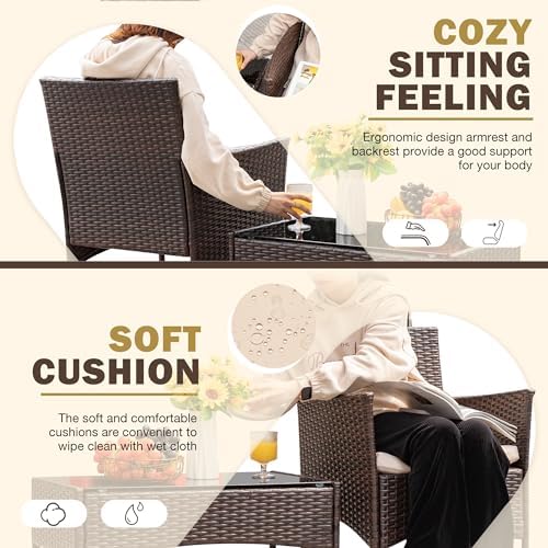 Classic Brown Four-Chair Balcony Ensemble