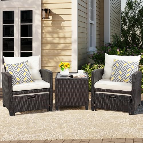 Beige Compact Balcony Recliner Set