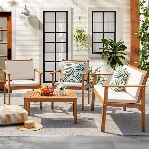 Natural Acacia Wood Terrace Seating Set